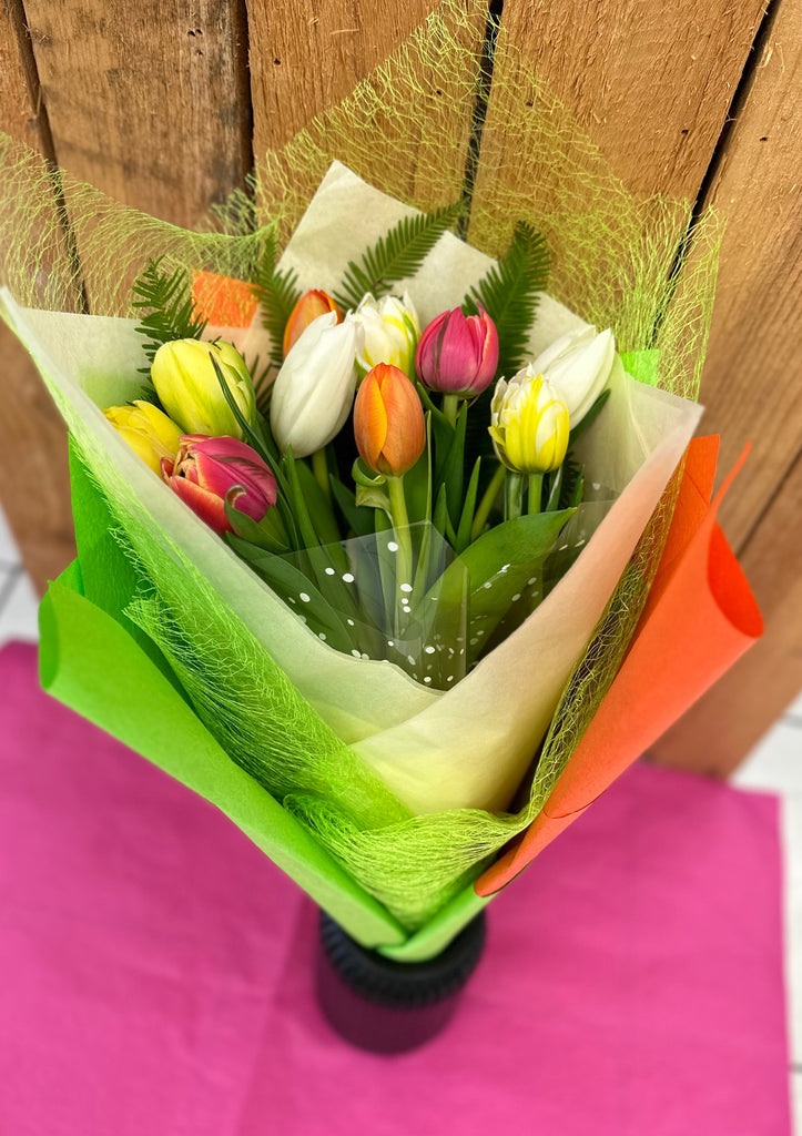 Tulips wrapped