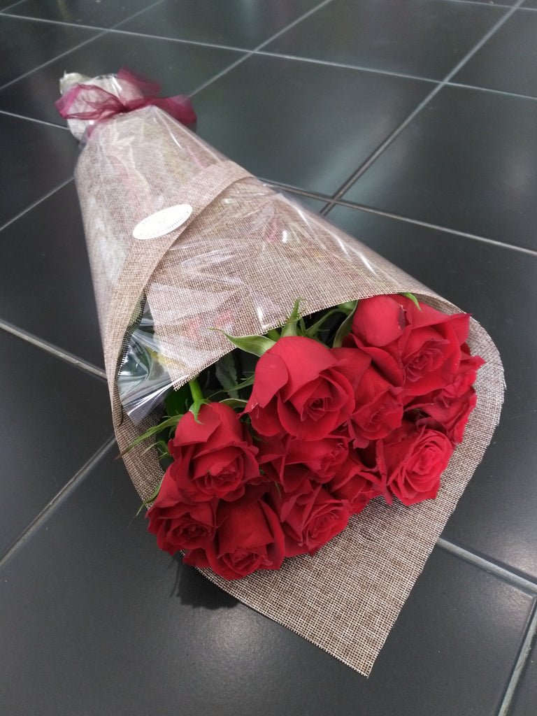 A wrap of 12 Roses. Special for Valentine's Day, or just a beautiful gift to say, "I care".